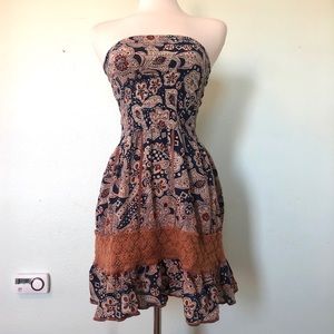 Floral Tube Strapless Flowy Dress